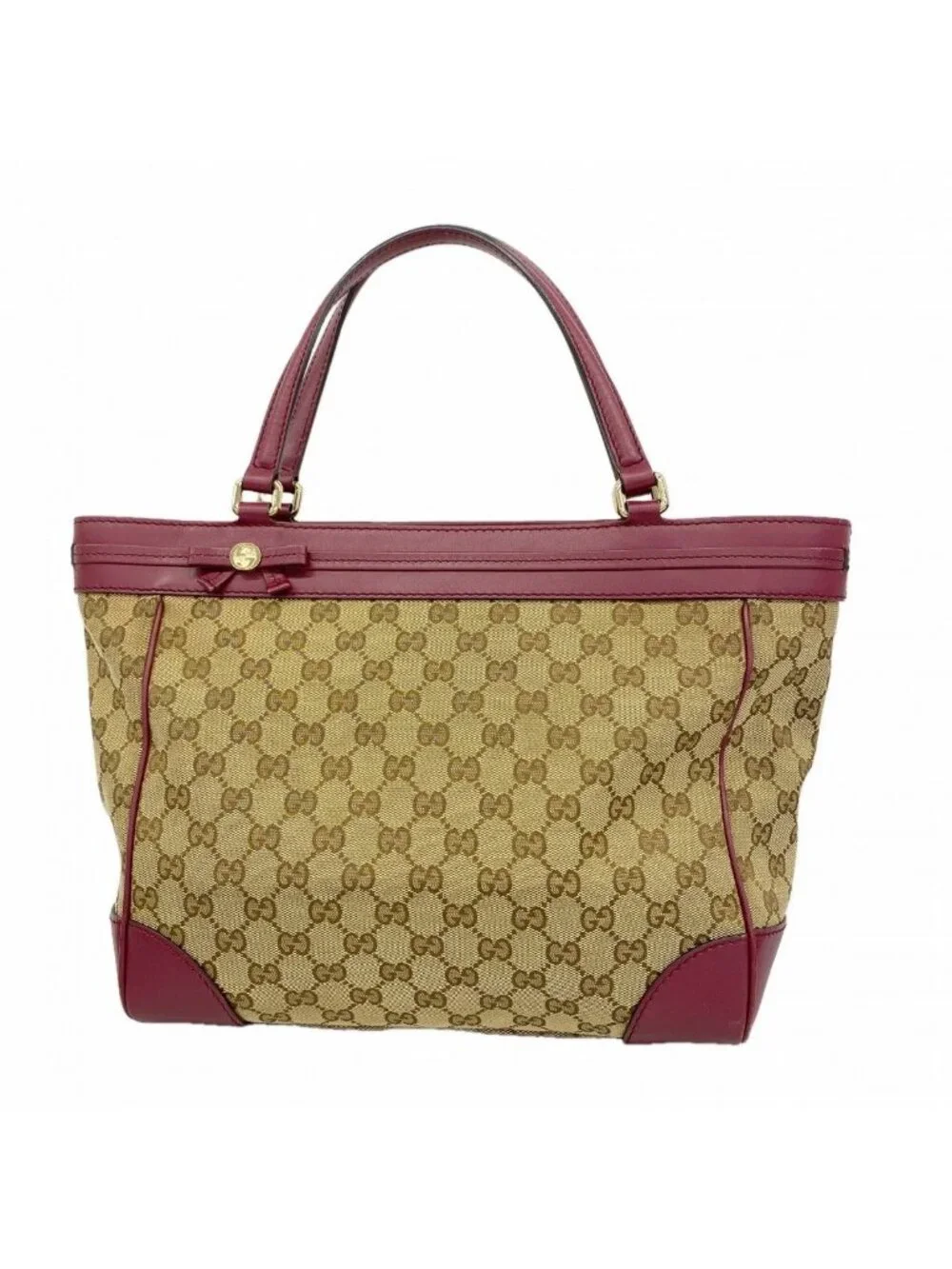 Gucci Tote GG Canvas Brown Bordeaux Champagne Gold